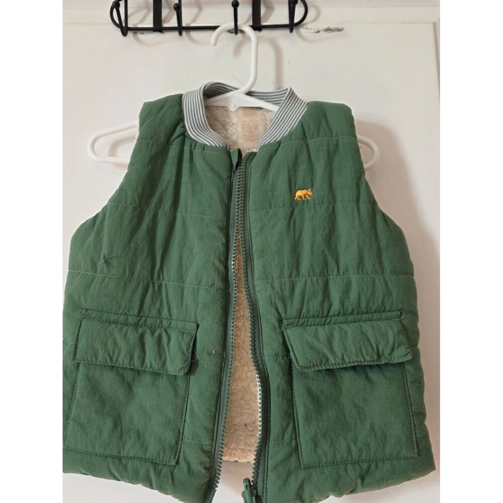 Green Quilted Kids Vest with Bear Patch BearPaw Brand